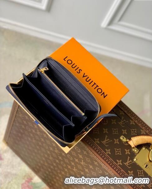 Famous Brand Louis Vuitton Bicolor Zippy Wallet in Monogram Grained Leather M80481 Black 2024