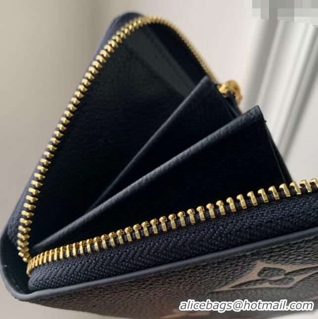 Famous Brand Louis Vuitton Bicolor Zippy Wallet in Monogram Grained Leather M80481 Black 2024