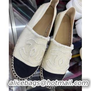 Pretty Style Chanel Tweed Wool Espadrilles 112230 Beige/Black