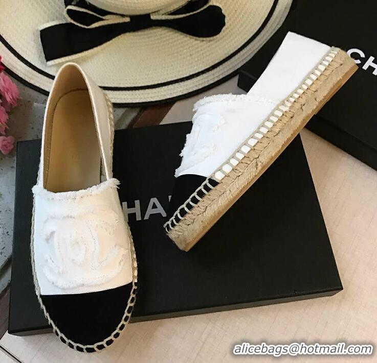 Pretty Style Chanel Tweed Wool Espadrilles 112230 Beige/Black