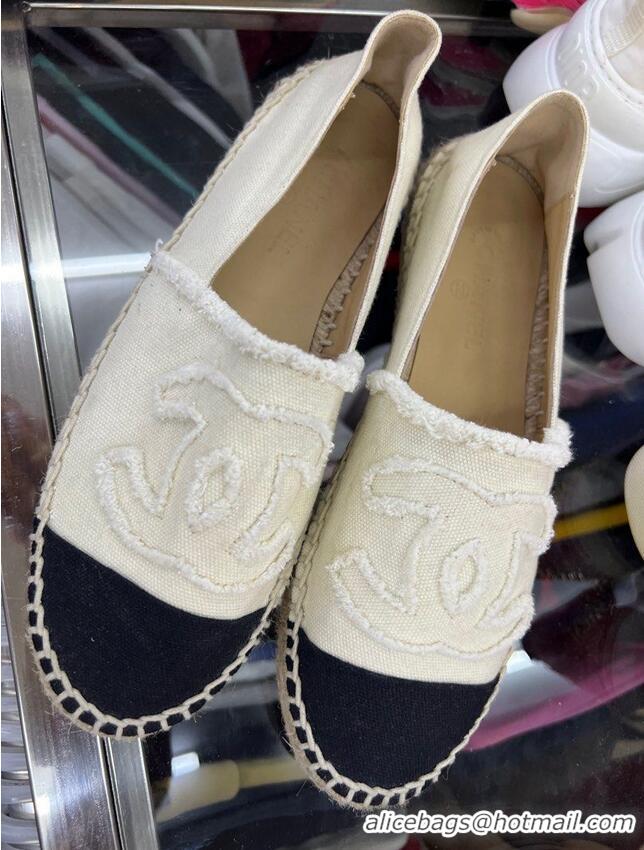 Pretty Style Chanel Tweed Wool Espadrilles 112230 Beige/Black