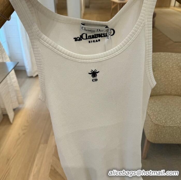 ​Promotional Dior Tank Top Ribbed Cotton Jersey CD4086 White