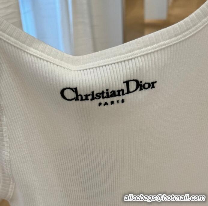 ​Promotional Dior Tank Top Ribbed Cotton Jersey CD4086 White