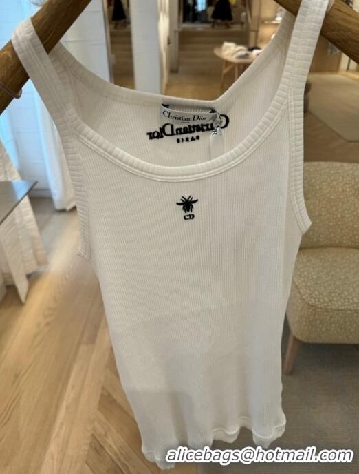 ​Promotional Dior Tank Top Ribbed Cotton Jersey CD4086 White