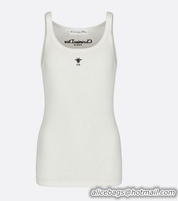 ​Promotional Dior Tank Top Ribbed Cotton Jersey CD4086 White