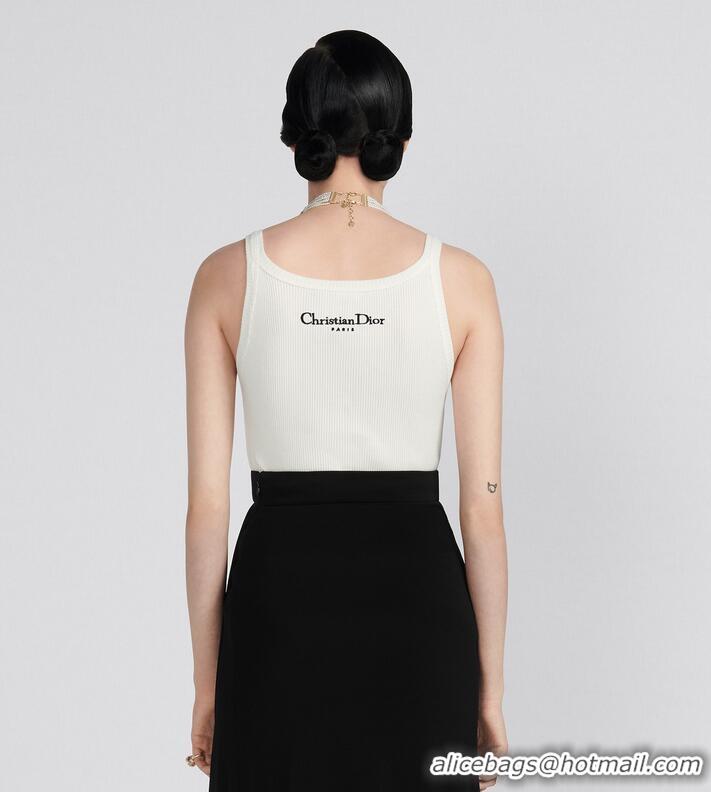 ​Promotional Dior Tank Top Ribbed Cotton Jersey CD4086 White