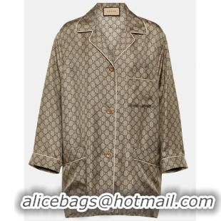 ​Famous Brand Gucci GG Supreme Oversized Silk Shirt GG1861