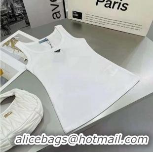 ​Super Quality Prada Ribbed Knit Jersey Tank Top PA7520 White