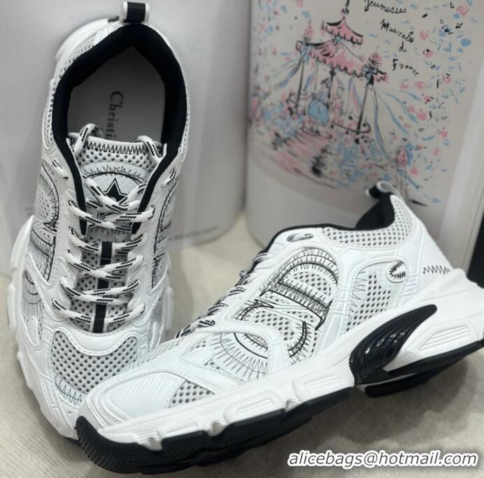 ​Buy Grade Dior Chrono Sneaker Mesh with Leather-Effect Panels CD1256 White/Black