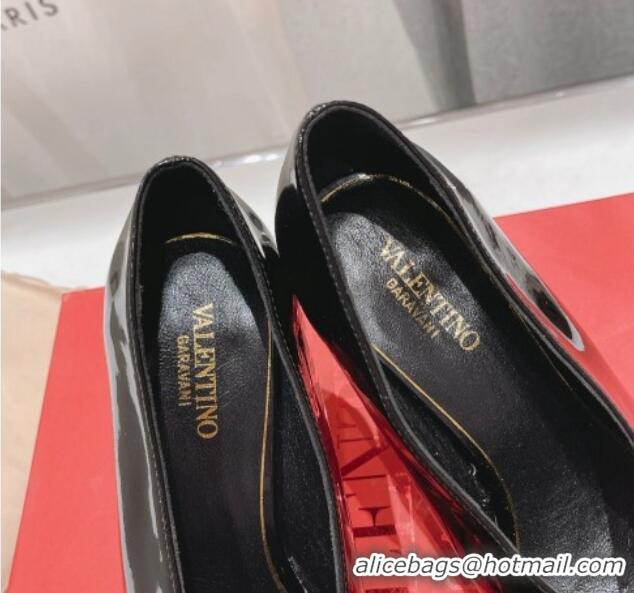 Good Quality Valentino The Bold Edition VLogo Square Pumps 9.5cm in Patent Calfskin Black 429176