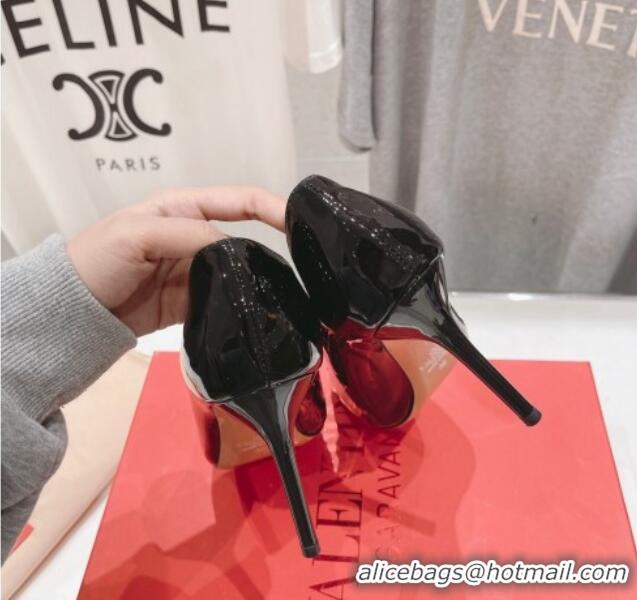 Good Quality Valentino The Bold Edition VLogo Square Pumps 9.5cm in Patent Calfskin Black 429176