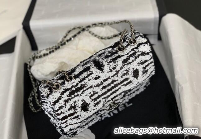 Promotional Chanel Sequins Small Flap Bag AS4561 Black/White 2024