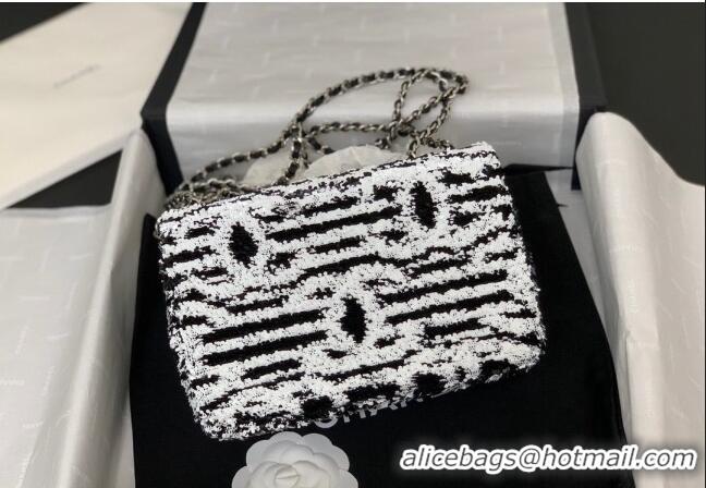 Promotional Chanel Sequins Small Flap Bag AS4561 Black/White 2024