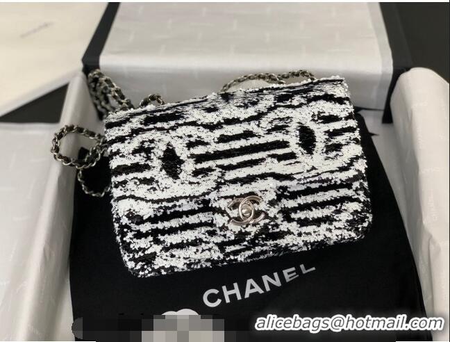 Promotional Chanel Sequins Small Flap Bag AS4561 Black/White 2024