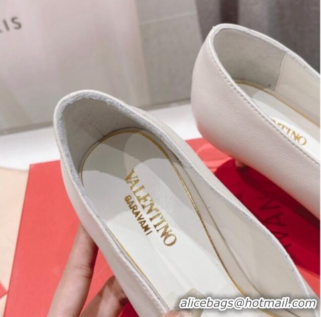 Best Grade Valentino The Bold Edition VLogo Square Pumps 6.5cm in Calfskin White 429181