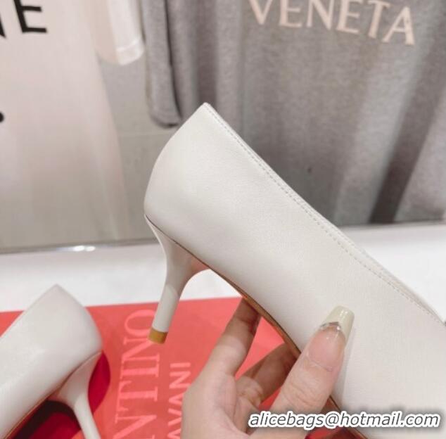 Best Grade Valentino The Bold Edition VLogo Square Pumps 6.5cm in Calfskin White 429181