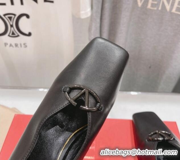 Low Price Valentino The Bold Edition VLogo Square Pumps 6.5cm in Calfskin Black 429182