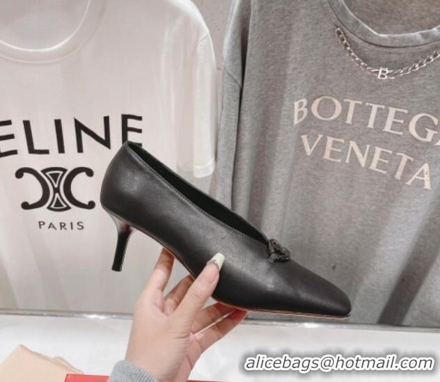 Low Price Valentino The Bold Edition VLogo Square Pumps 6.5cm in Calfskin Black 429182