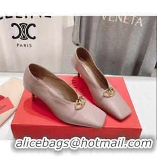 Purchase Valentino The Bold Edition VLogo Square Pumps 6.5cm in Calfskin Dusty Pink 429183