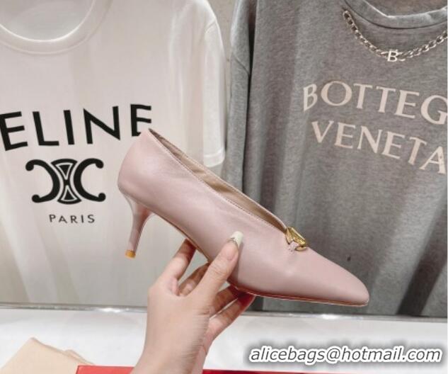 Purchase Valentino The Bold Edition VLogo Square Pumps 6.5cm in Calfskin Dusty Pink 429183