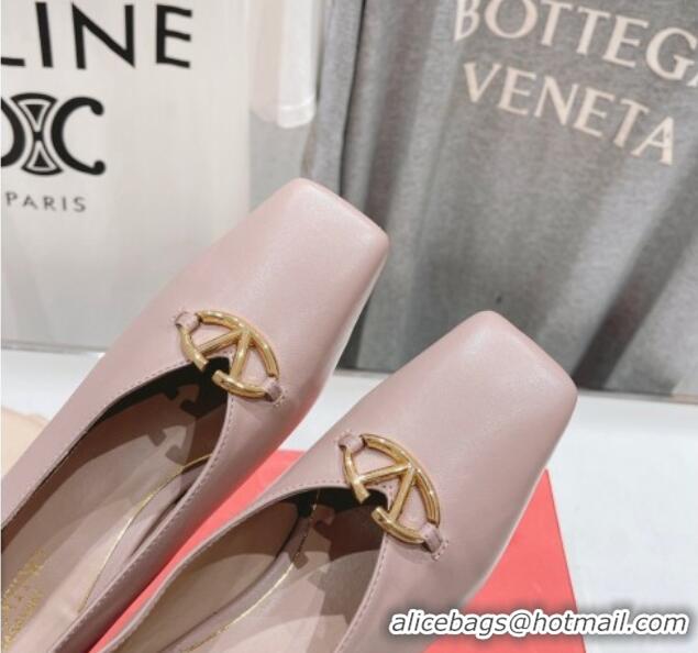 Purchase Valentino The Bold Edition VLogo Square Pumps 6.5cm in Calfskin Dusty Pink 429183