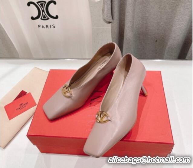 Purchase Valentino The Bold Edition VLogo Square Pumps 6.5cm in Calfskin Dusty Pink 429183