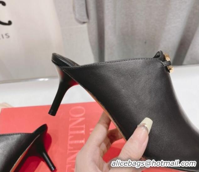 Good Looking Valentino The Bold Edition VLogo Square Heel Mules 6.5cm in Calfskin Black 429185