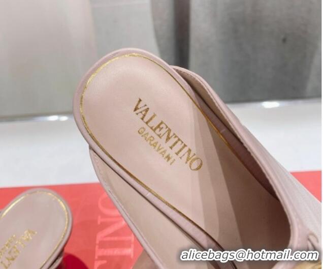 Buy Discount Valentino The Bold Edition VLogo Square Heel Mules 6.5cm in Calfskin Dusty Pink 429186