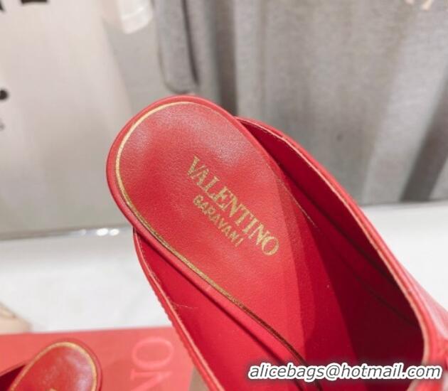 Low Cost Valentino The Bold Edition VLogo Square Heel Mules 6.5cm in Calfskin Red 429187