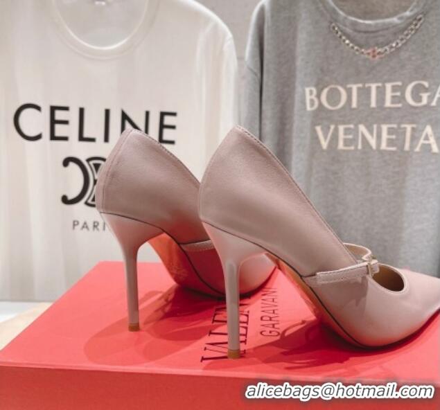 Unique Style Valentino Rockstud Wispy Mary Janes Pumps 9.5cm in Calfskin Dusty Pink 429189