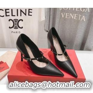 Grade Quality Valentino Rockstud Wispy Mary Janes Pumps 9.5cm in Calfskin Black 429191