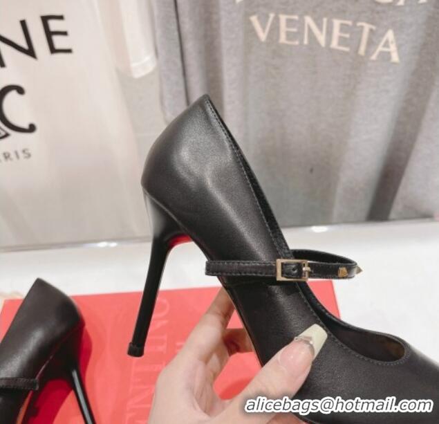 Grade Quality Valentino Rockstud Wispy Mary Janes Pumps 9.5cm in Calfskin Black 429191