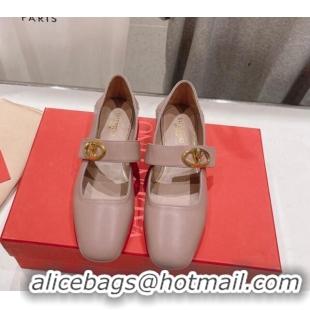 Top Design Valentino The Bold Edition VLogo Calfskin Ballerinas Flat Dusty Pink 429194