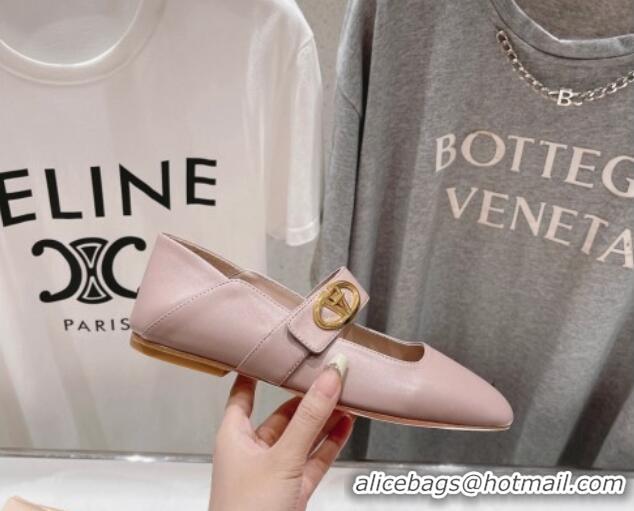 Top Design Valentino The Bold Edition VLogo Calfskin Ballerinas Flat Dusty Pink 429194