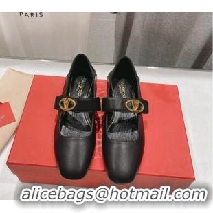 Most Popular Valentino The Bold Edition VLogo Calfskin Ballerinas Flat Black 429196