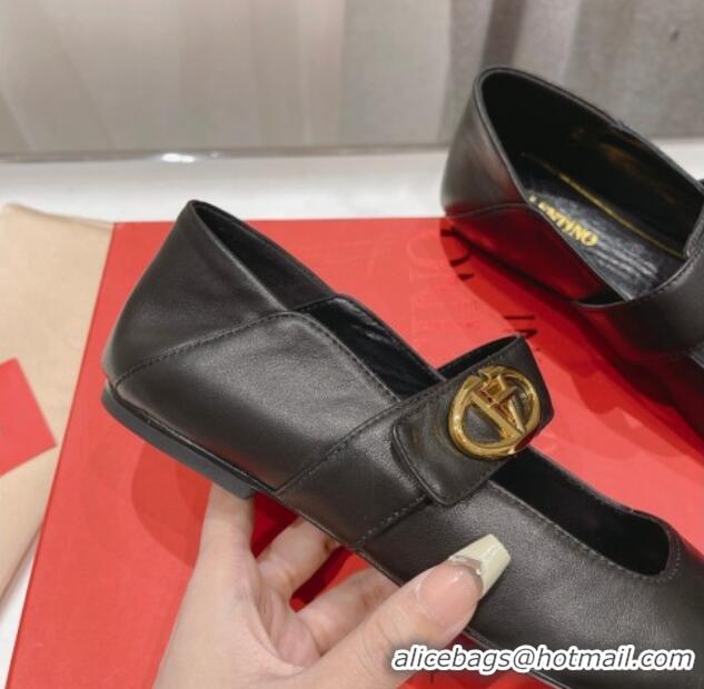 Most Popular Valentino The Bold Edition VLogo Calfskin Ballerinas Flat Black 429196