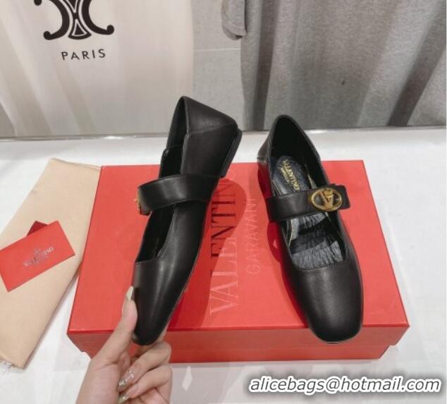 Most Popular Valentino The Bold Edition VLogo Calfskin Ballerinas Flat Black 429196