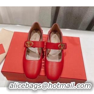 Durable Valentino The Bold Edition VLogo Calfskin Ballerinas Flat Red 429197