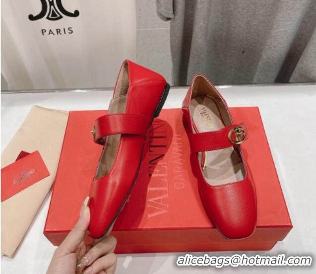 Durable Valentino The Bold Edition VLogo Calfskin Ballerinas Flat Red 429197