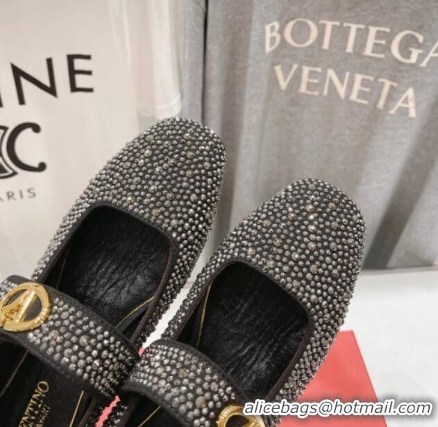 Unique Discount Valentino The Bold Edition VLogo Strass Allover Ballerinas Flat Black 429199