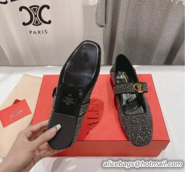 Unique Discount Valentino The Bold Edition VLogo Strass Allover Ballerinas Flat Black 429199