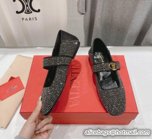 Unique Discount Valentino The Bold Edition VLogo Strass Allover Ballerinas Flat Black 429199