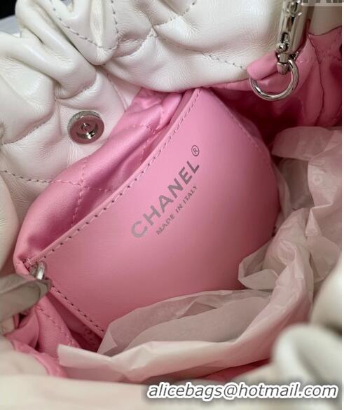 Best Price Chanel 22 Patent Gradient Calfskin & Lacquered Metal Mini Shopping Bag AS3980 White/Light Pink 2024