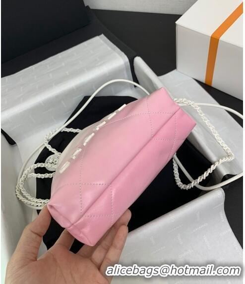 Best Price Chanel 22 Patent Gradient Calfskin & Lacquered Metal Mini Shopping Bag AS3980 White/Light Pink 2024