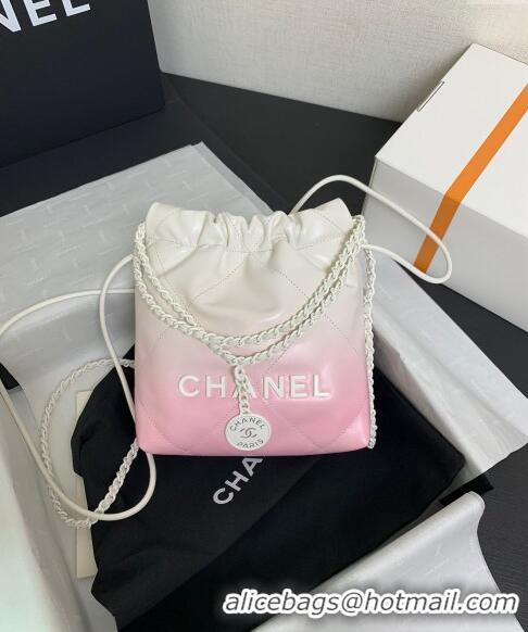 Best Price Chanel 22 Patent Gradient Calfskin & Lacquered Metal Mini Shopping Bag AS3980 White/Light Pink 2024