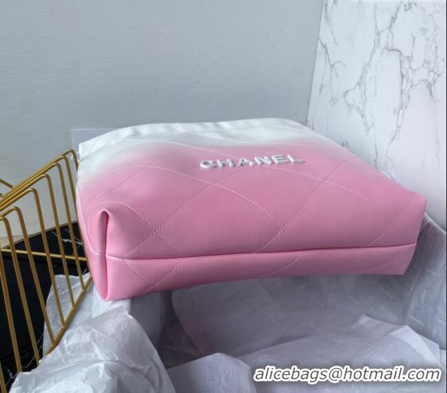 Famous Brand Chanel 22 Patent Gradient Calfskin & Lacquered Metal Small Shopping Bag AS3260 White/Light Pink 2024