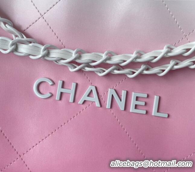 Famous Brand Chanel 22 Patent Gradient Calfskin & Lacquered Metal Small Shopping Bag AS3260 White/Light Pink 2024