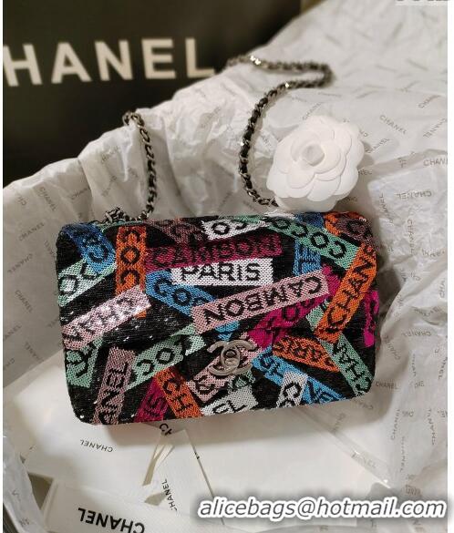 Super Quality Chanel Sequins Small Flap Bag with Logo Band AS4418 Multicolor 2024