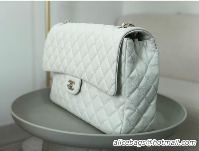 Promotional Chanel XXL Airline Travel Flap Bag in Grained Leather A4661 White/Light Gold 2024 Top