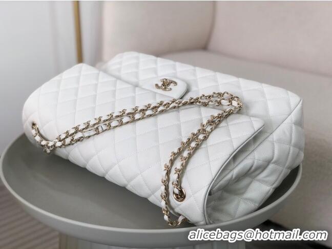 Promotional Chanel XXL Airline Travel Flap Bag in Grained Leather A4661 White/Light Gold 2024 Top